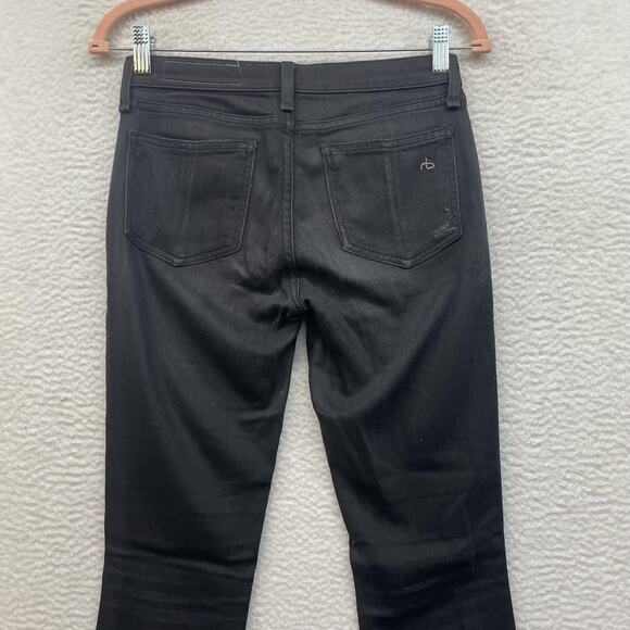 Rag and Bone Jeans Womens 25 Black Soft Rock Skinny Distressed Low Rise USA - Picture 6 of 12